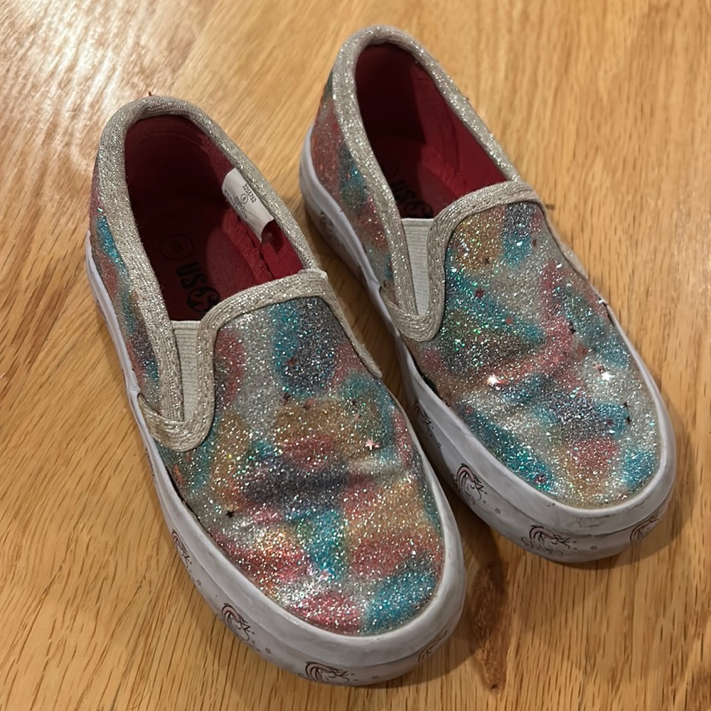Rainbow Sparkle Slip Ons toddler size 8